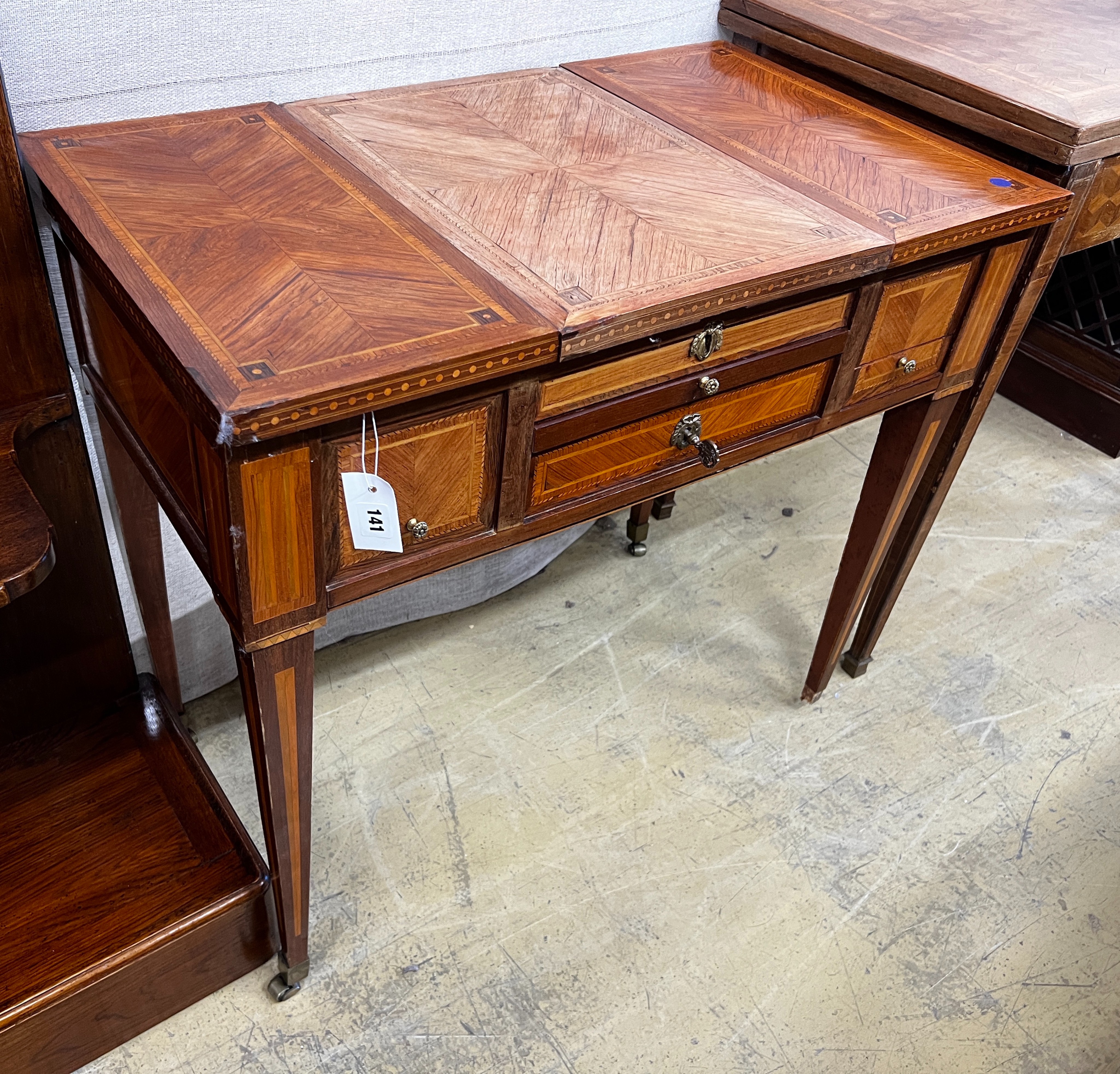 A 19th century Italian kingwood dressing table, width 80cm, depth 47cm, height 74cm